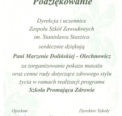 Marzena Olechnowicz certyfikat - Dla Zdrowia i Urody